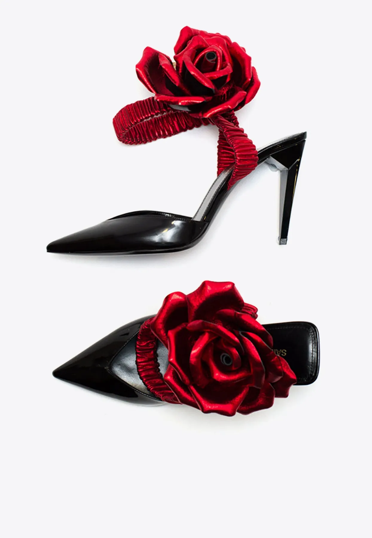 105 Floral Appliqué Patent-Leather Pumps