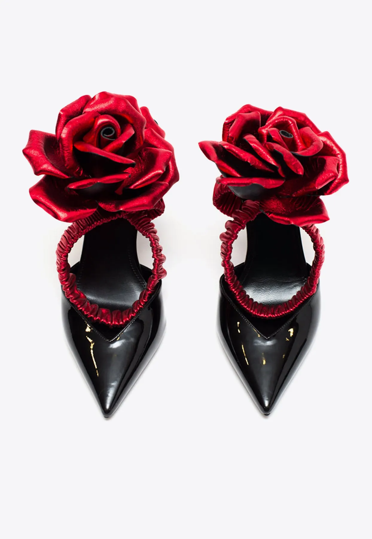 105 Floral Appliqué Patent-Leather Pumps