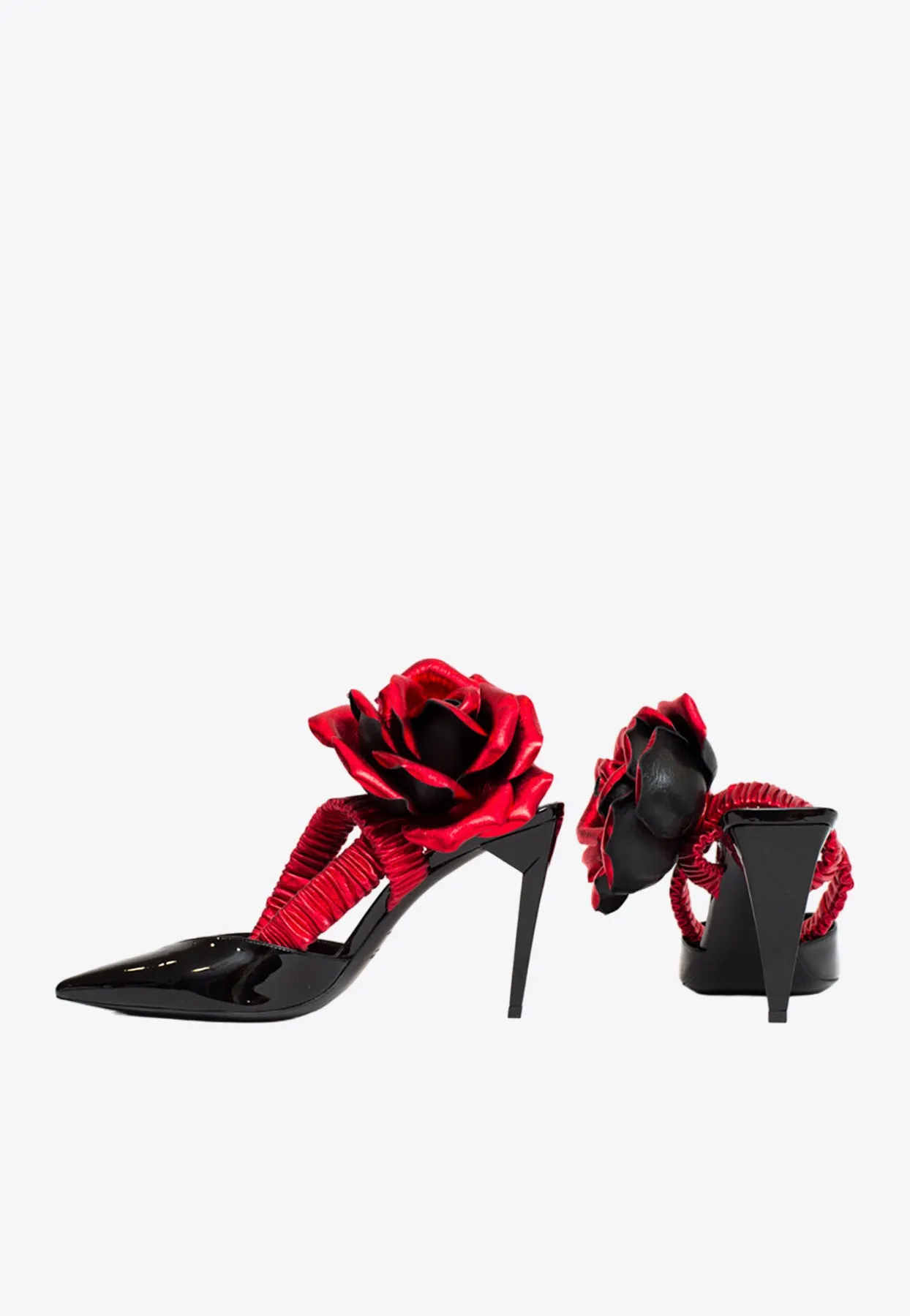 105 Floral Appliqué Patent-Leather Pumps