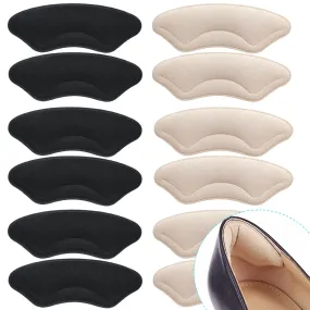 6 Pairs Comfowner Heel Cushion Pads, Comfort Shoe Grips Snugs for Big Shoes Loose Shoes Heel Blisters and Heel Pain, Heel Protectors Liners for Men and Women Black beige
