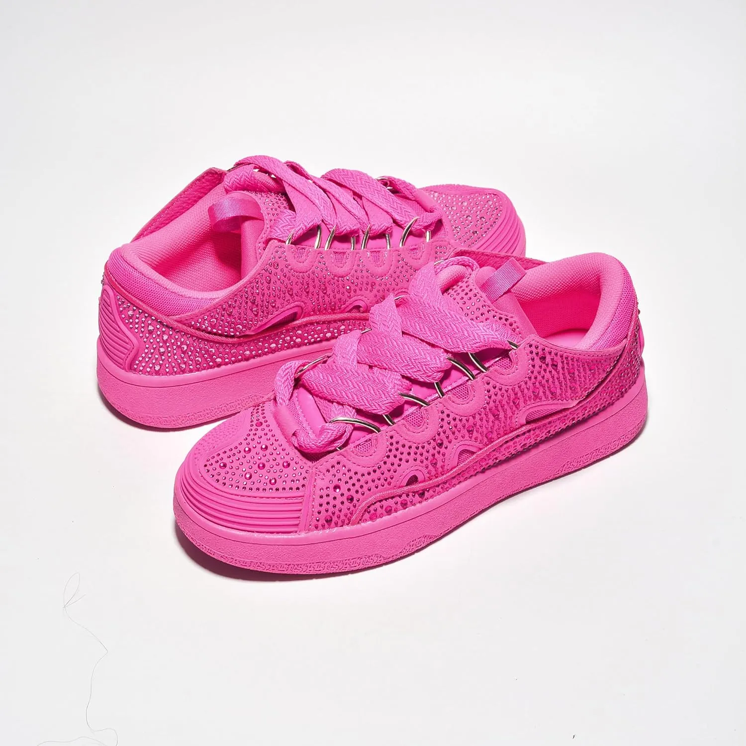 Cape Robin Marcy Womens Glitter and Rhinestone Platform Sneakers, Sparkly and Stylish Glitter Sneakers for Women
