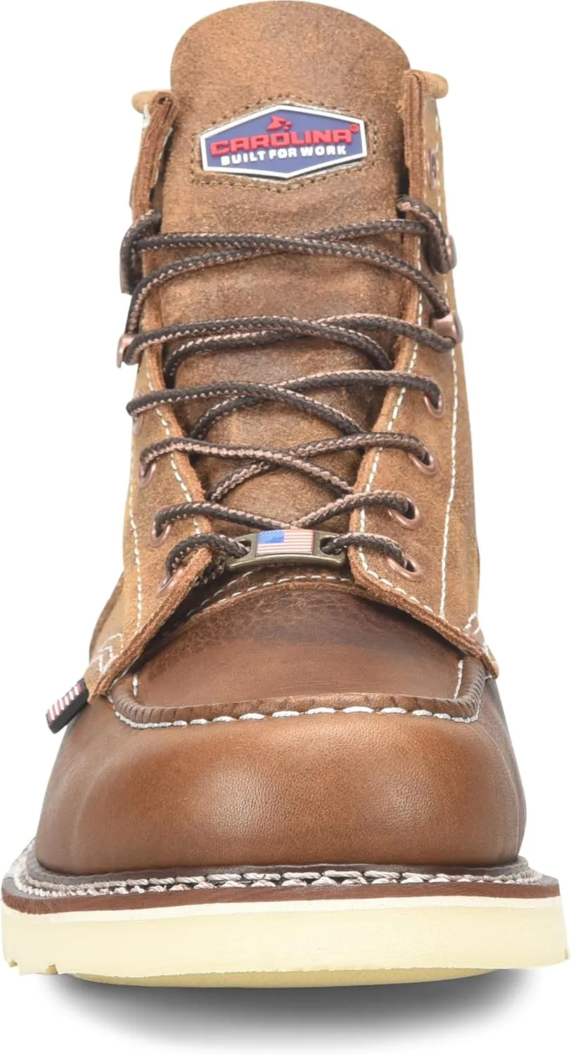 Carolina Men's 6" AMP Roughout Wedge Work Boot - Durable, Slip-Resistant Sole, Comfortable Cushioning, Premium Leather