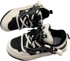 Chunky Sneakers for Women, Dopamine Color Platform Shoes, Warm & Stylish Plush Sole Sneakers, Height-Boosting & Durable for Autumn and Winter