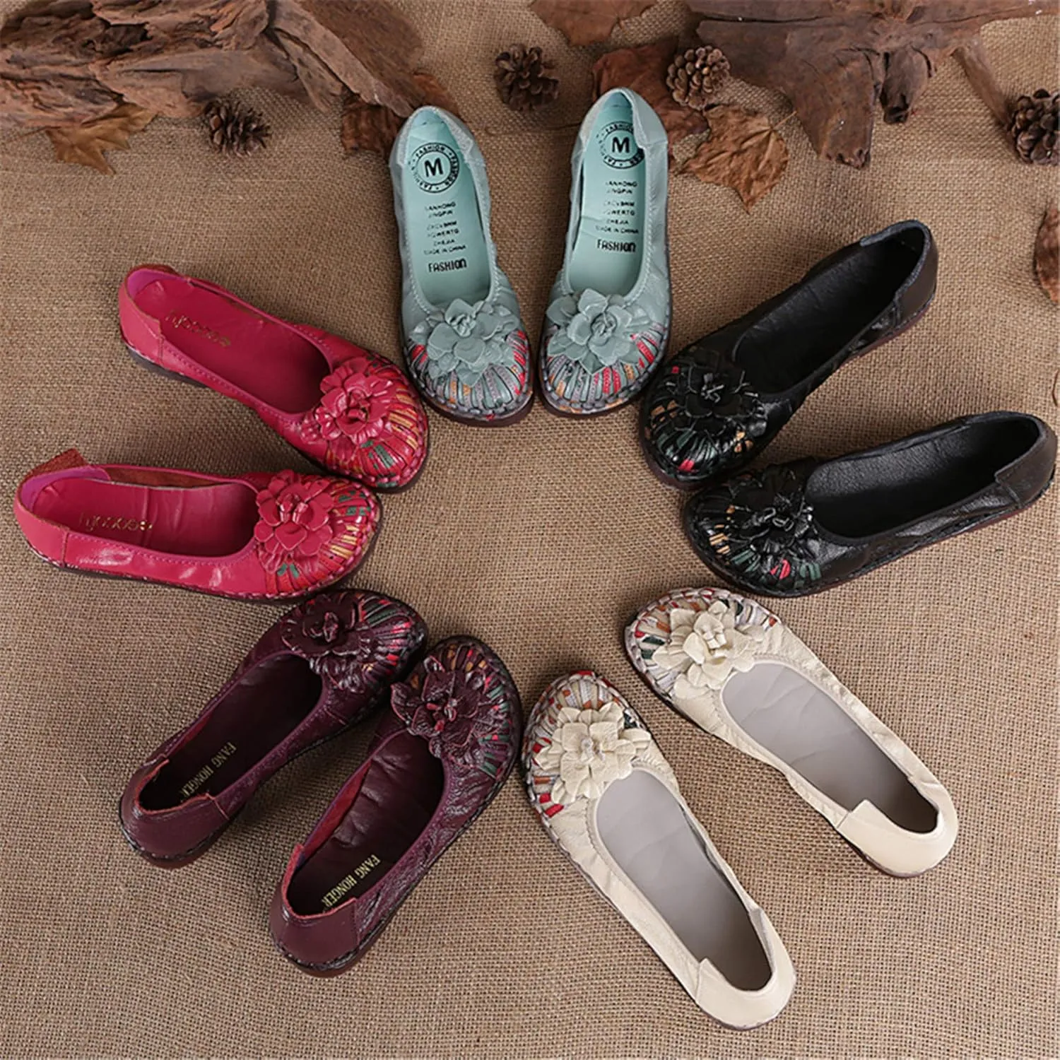 Hee grand Women's Slip on Flats,Breathable Comfort Soft Walking Shoes Anti-Slip Driving Shoes Big Size