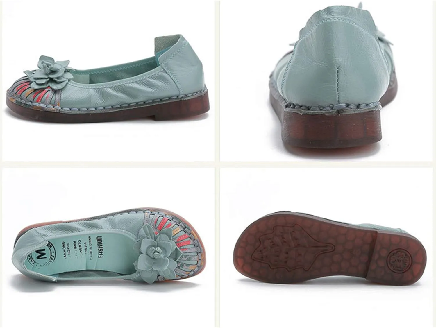 Hee grand Women's Slip on Flats,Breathable Comfort Soft Walking Shoes Anti-Slip Driving Shoes Big Size