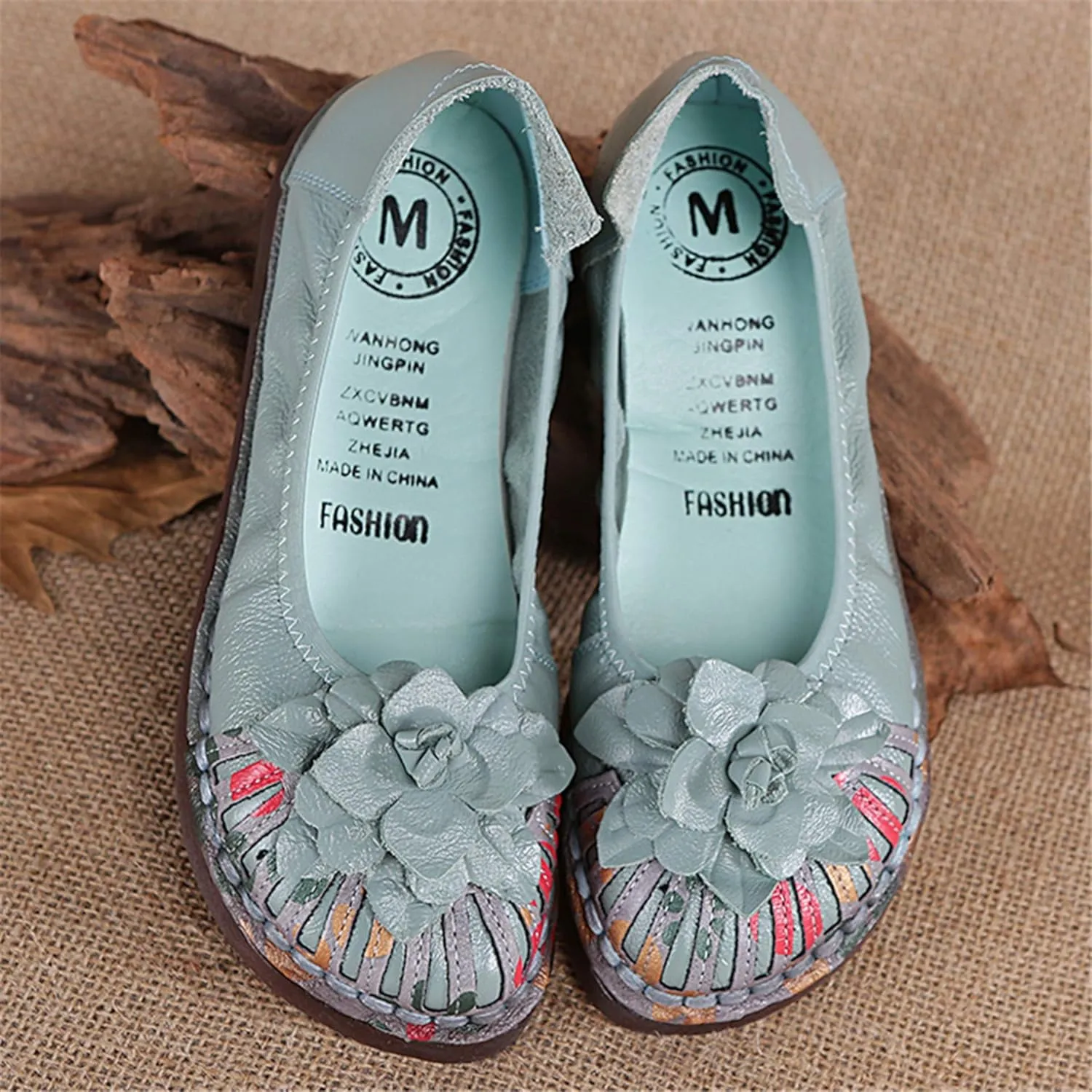 Hee grand Women's Slip on Flats,Breathable Comfort Soft Walking Shoes Anti-Slip Driving Shoes Big Size