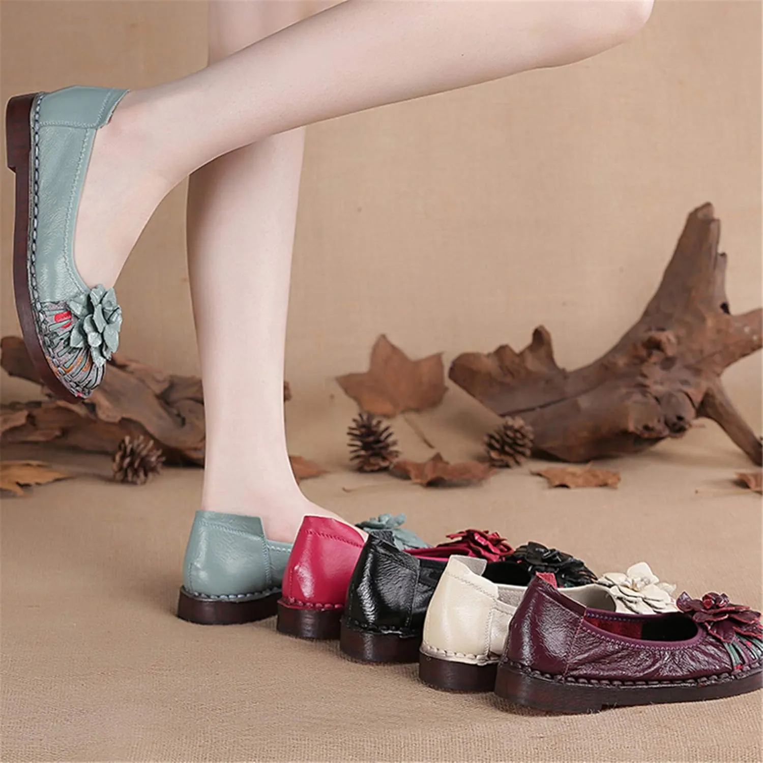 Hee grand Women's Slip on Flats,Breathable Comfort Soft Walking Shoes Anti-Slip Driving Shoes Big Size
