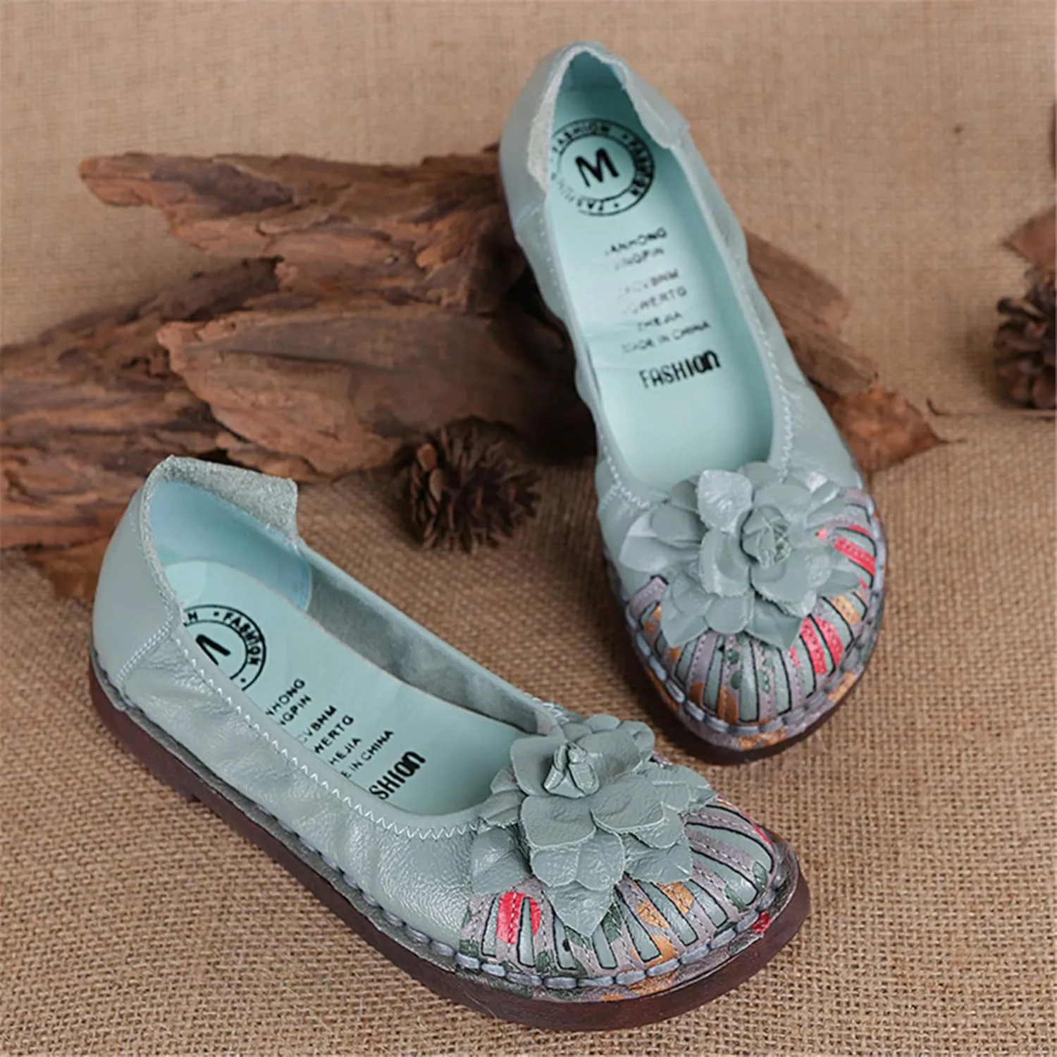 Hee grand Women's Slip on Flats,Breathable Comfort Soft Walking Shoes Anti-Slip Driving Shoes Big Size