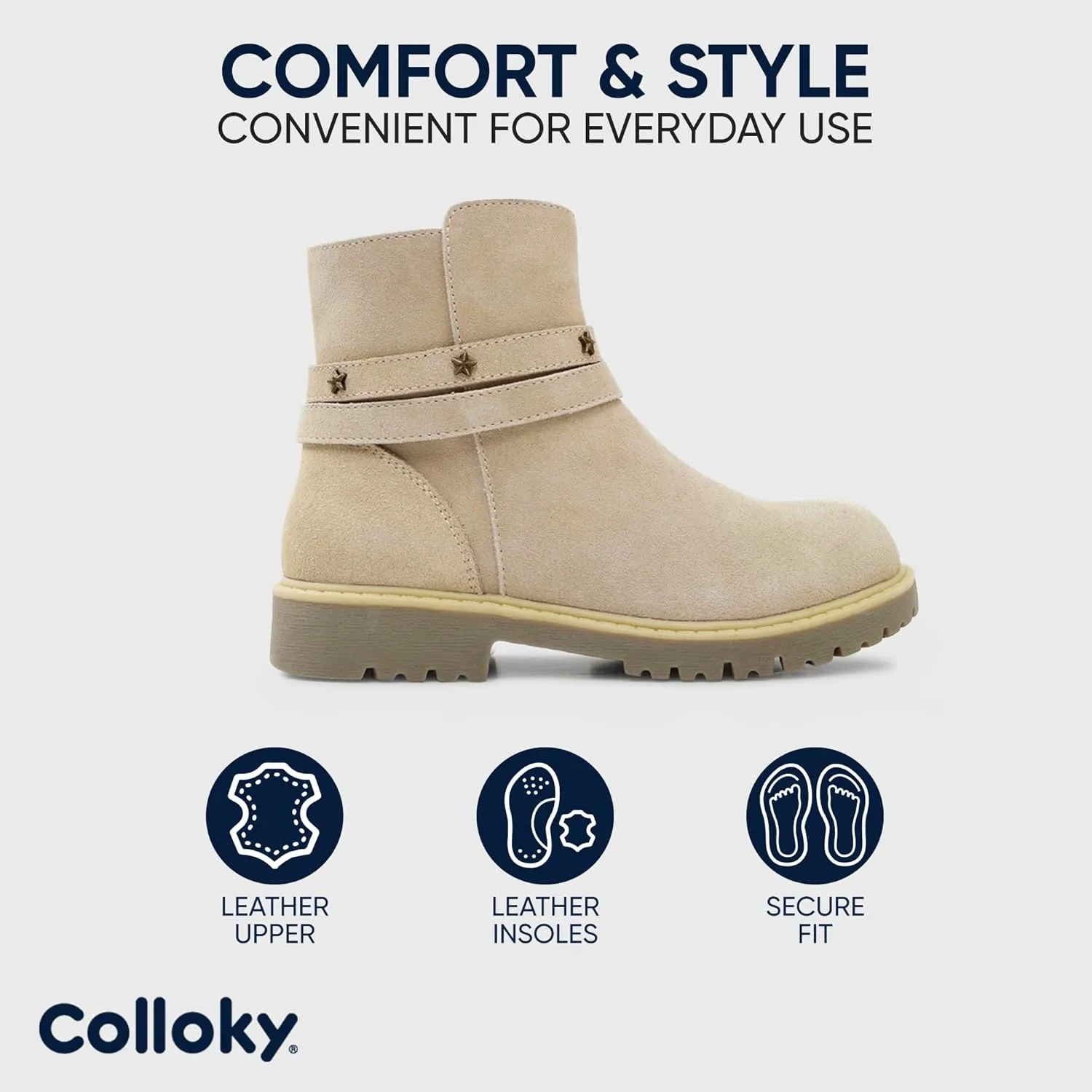 Kid Boots for Girls - Fashionable, Durable & Lightweight Boots - Leather, Non-Slip Insoles - Stylish Footwear for Kids