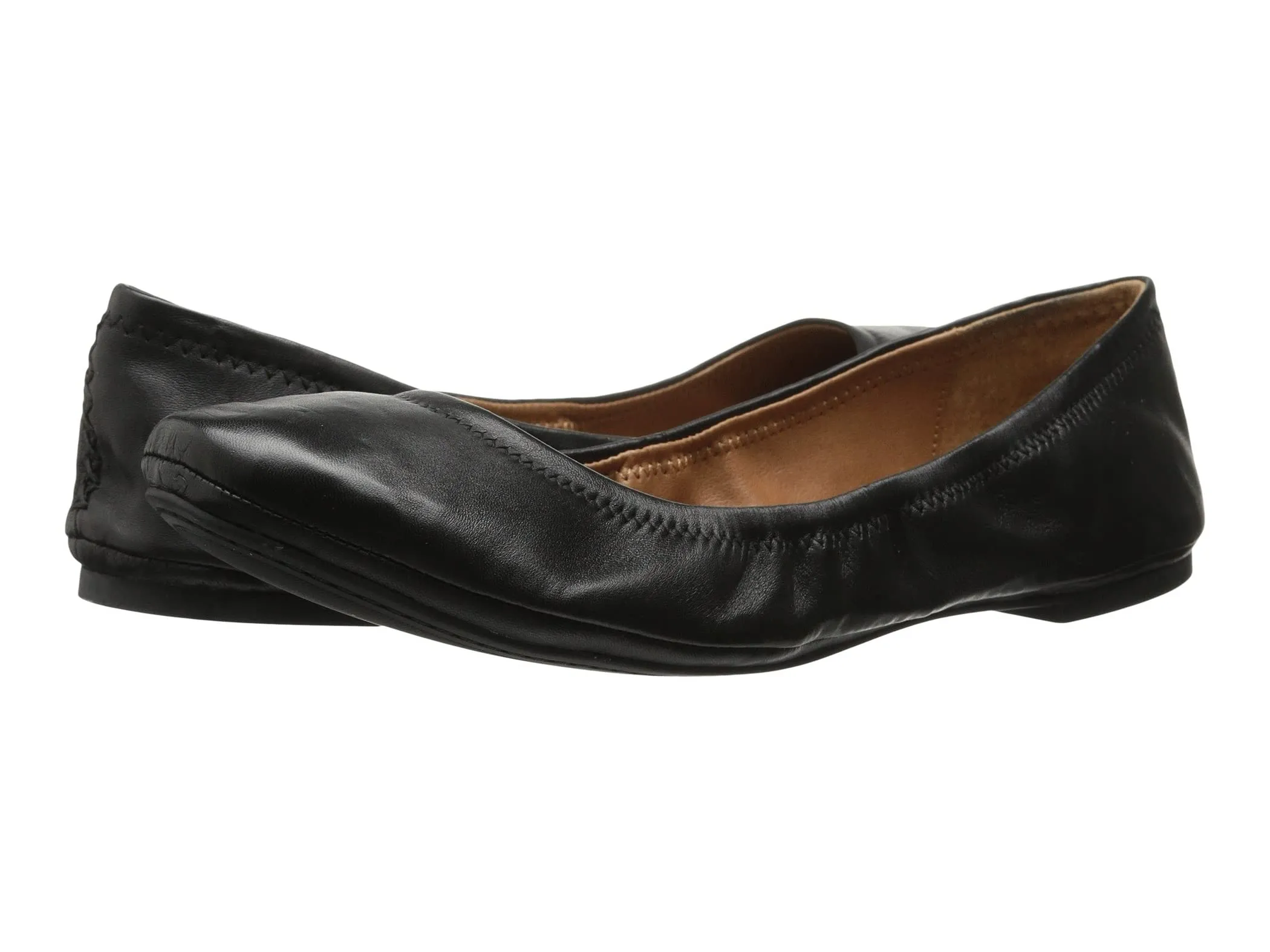 Lucky Brand Emmie Leather Ballet Flats Shoes BLACK (10, BLACK, Wide)