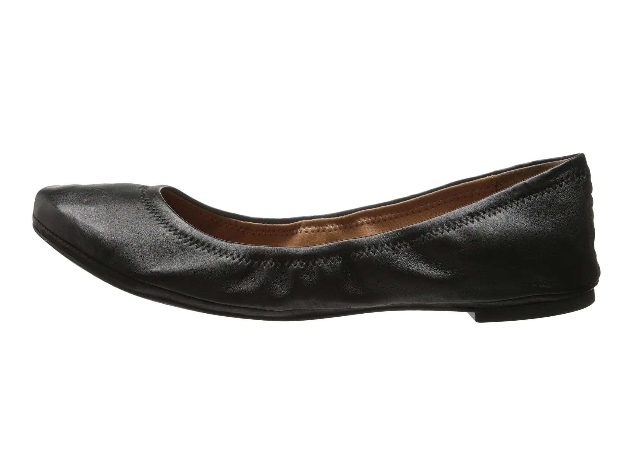 Lucky Brand Emmie Leather Ballet Flats Shoes BLACK (10, BLACK, Wide)