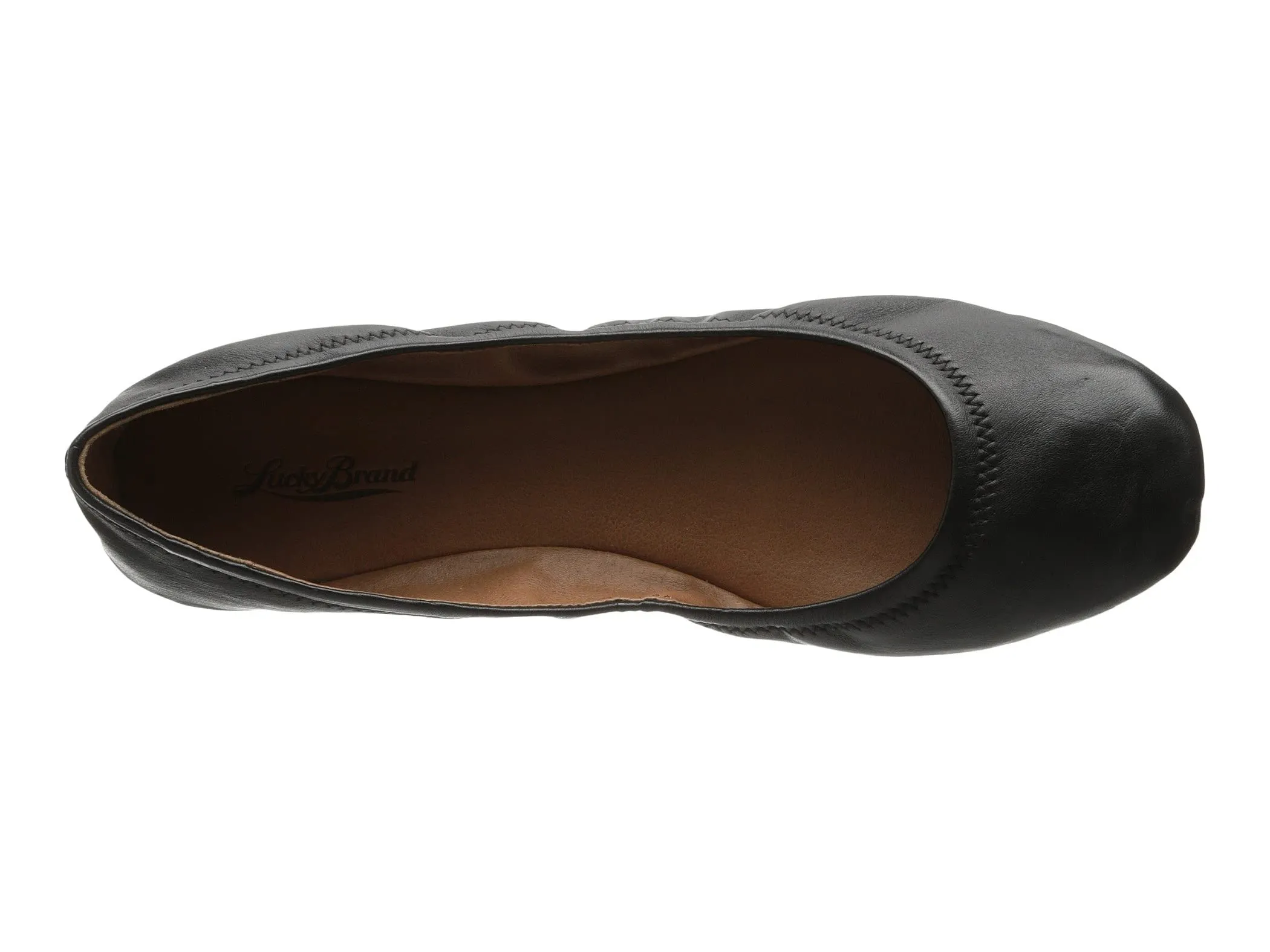 Lucky Brand Emmie Leather Ballet Flats Shoes BLACK (10, BLACK, Wide)