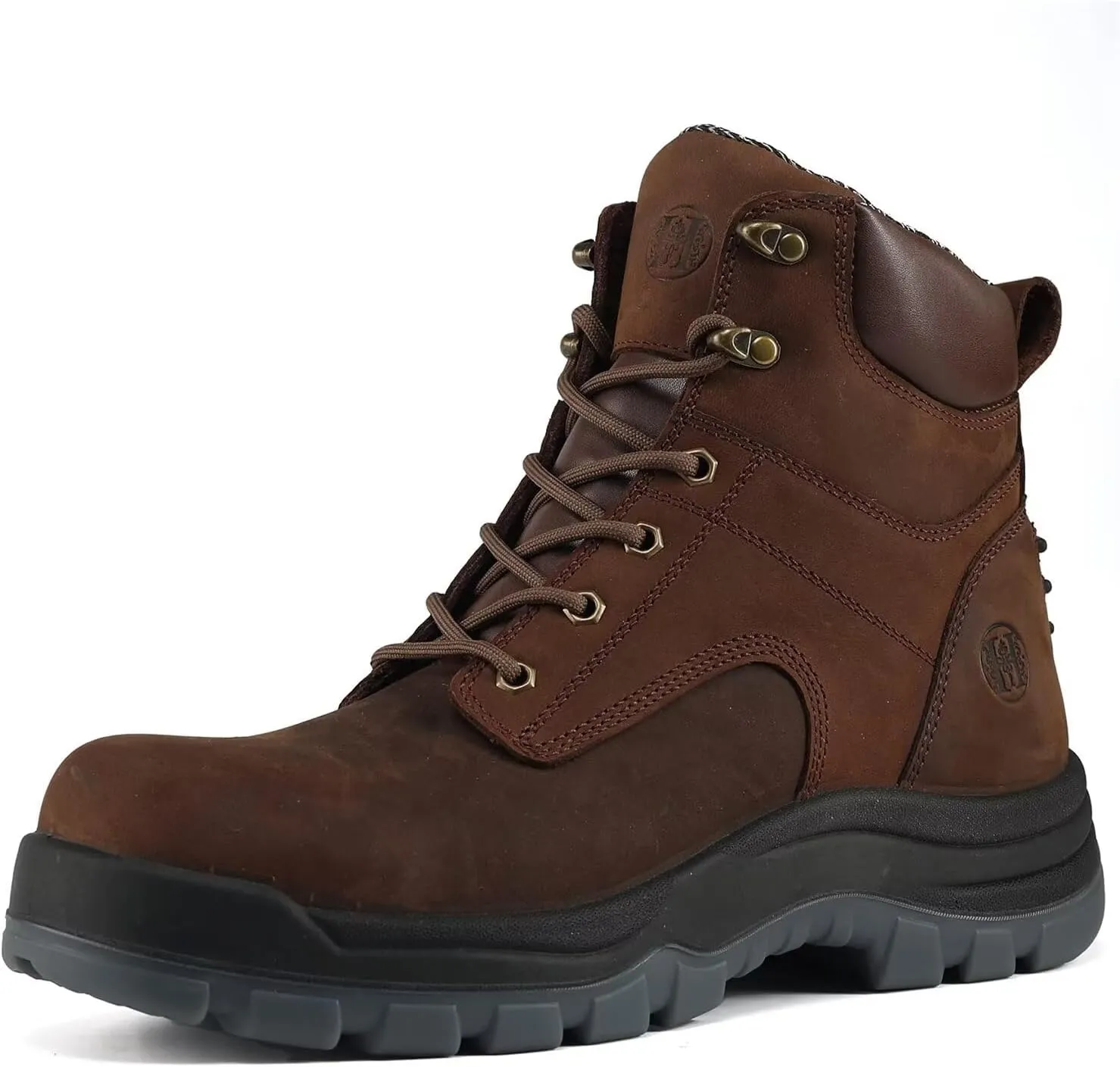 Mens 6" Soft Toe & Composite Toe Work Boots, Brown & Black, Slip Resistant, Water Resistant, Anti-Puncture, Lightweight & Durable Boots for Construction