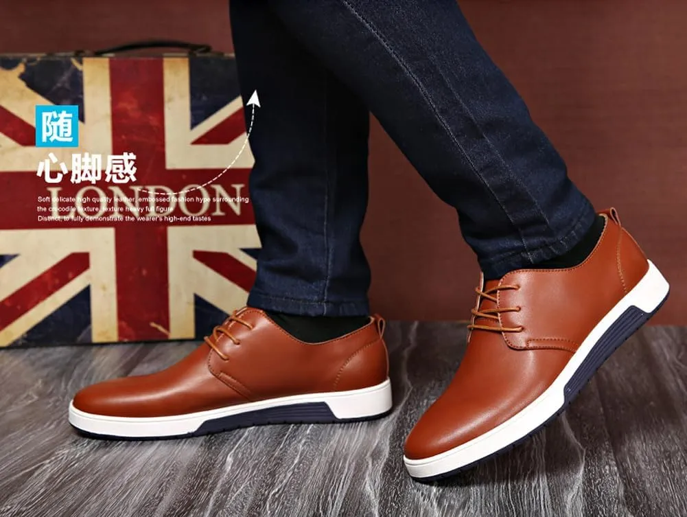 Men's Stylish Lace Up Oxford Sneakers Comfortable Casual Walking Business Driving Dress Shoes