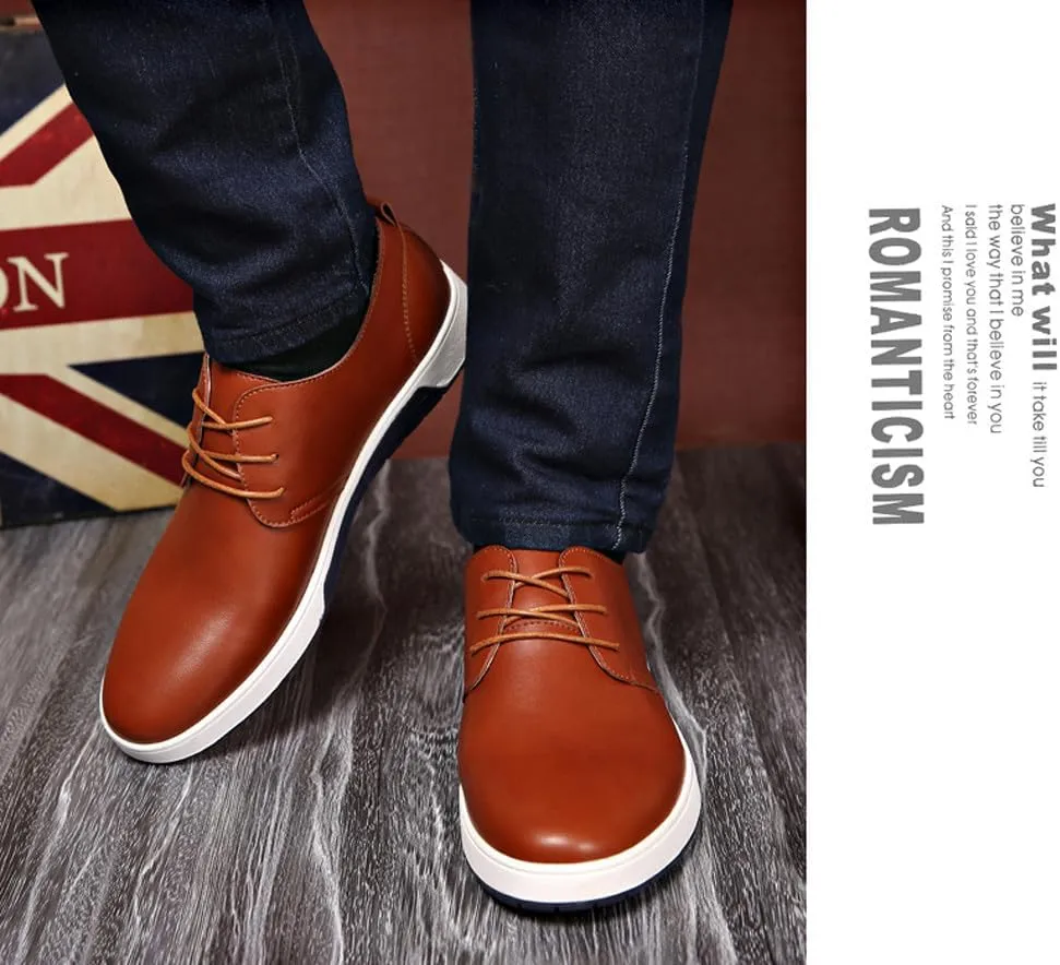 Men's Stylish Lace Up Oxford Sneakers Comfortable Casual Walking Business Driving Dress Shoes