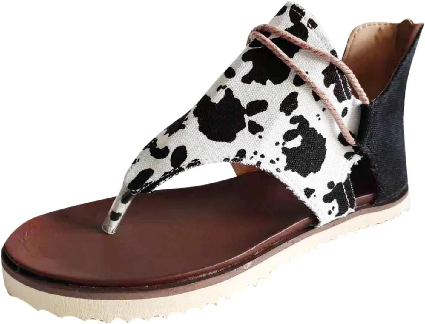 Sandals Women Retro Canvas Back Zipper Soft Cushion Flip Flops for Women Casual Summer Outdoor Womens Sandals