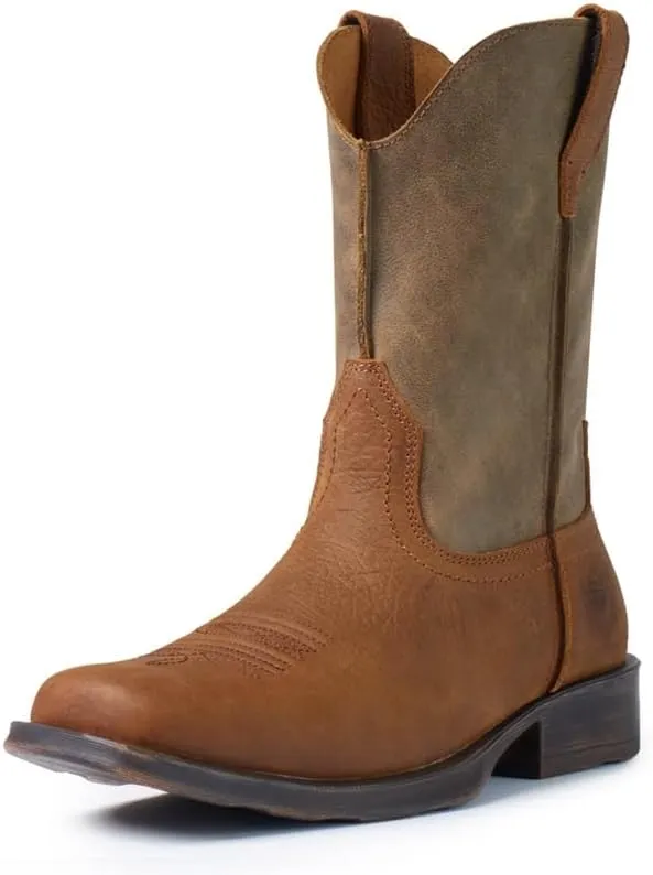 SUREWAY Cowboy Boots for Men - Square Toe Western Boots,Pull On Leather Work Boots,Durable Fashionable Classic Slip Resistant Boots