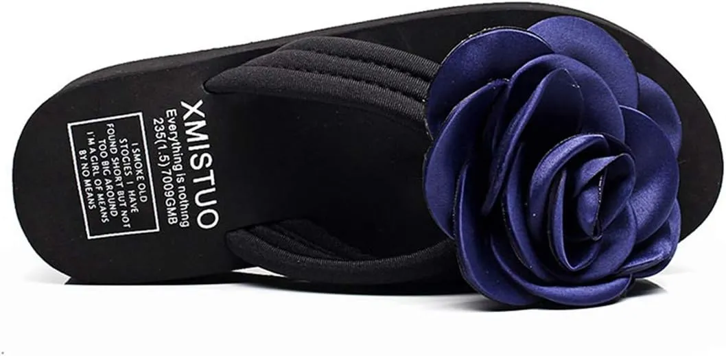 VOKLIN Women's Bohemian Flower Wedge Flipflops Sandals Fashion Summer Comfort Nonslip Platform Beach Sandal